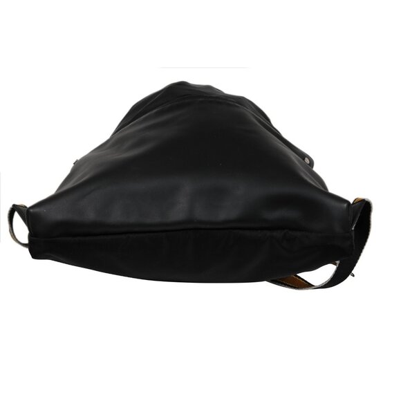 Fendi Mens Nylon Vitello Drawstring Backpack Black Leather Logo Yellow Straps - Picture 11 of 16